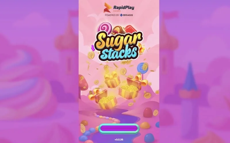 Sugar Stacks - töltőképernyő RapidPlay Games logóval